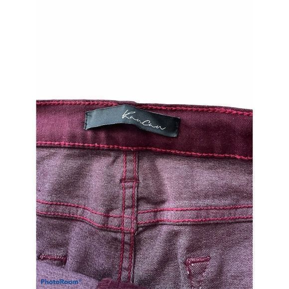 Kancan Stretch Skinny Pants Cut KC1654 Women’s Sz 28 Maroon Burgundy Distressed - Picture 3 of 7